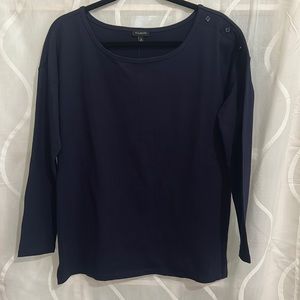 Talbots, Navy Blue, Long Sleeve, 100% Cotton Top, Size Small